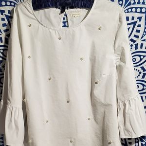 White dress shirt  with pearls  size 2 x